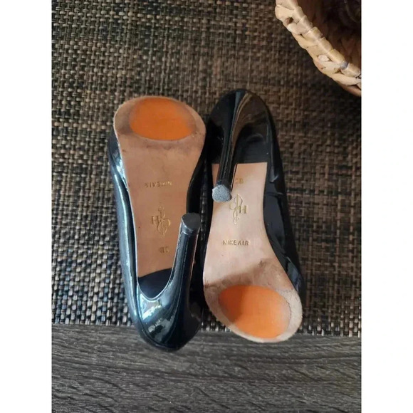 Cole Haan Nike Air Black Chelsea OT Patent Leather Peep Toe Pump - Picture 8 of 9
